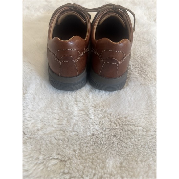 Clarks Mens Un Abode Ease Oxfords Shoes Solid Brown Leather Lace Up 10 - Picture 3 of 11
